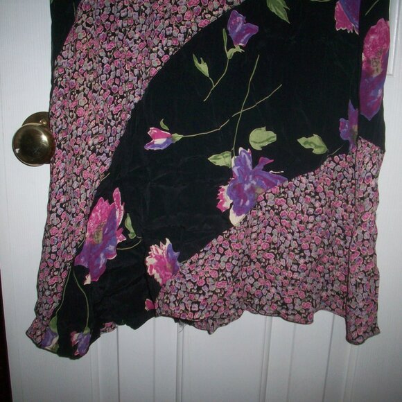 Vtg 90s Y2K Lola P Rayon Flowy Floral Midi Fairy Grunge Dress Gray Sz Medium - Picture 5 of 12